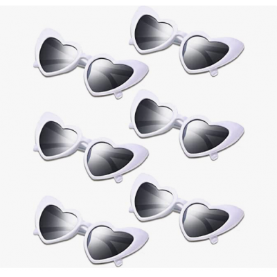 Sunglasses Heart - 6Pack WHITE